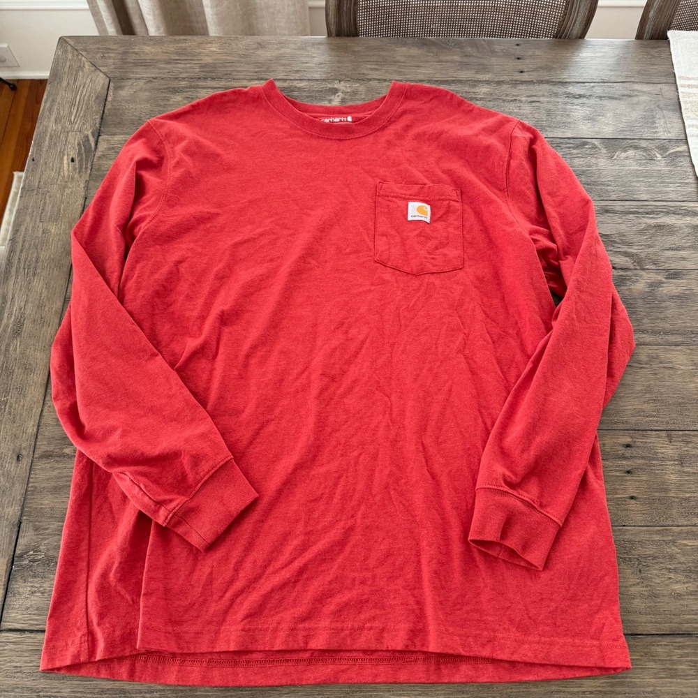 Carhartt Mens XL Loose Fit Pocket T-Shirt Bundle orange red Short & Long Sleeve - Picture 4 of 5